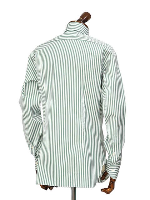BARBA[ bar ba] Semi-wide color shirt DENDY 850603U cotton London stripe green × white 