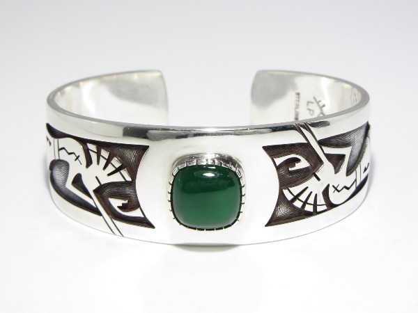 HOPI/ホピ族George Phillips作オーバーレイ ココペリ バングル