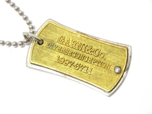 GARNI ガルニ DOG TAG ドッグタグ L シルバー ブラス ネックレス