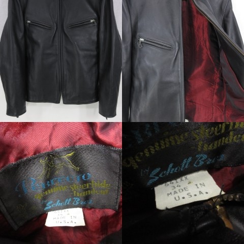 Schott ショット シングルライダース 641XX サボテンタグ 黒 34 Schott ショット シングルライダース 641XX サボテンタグ レザー