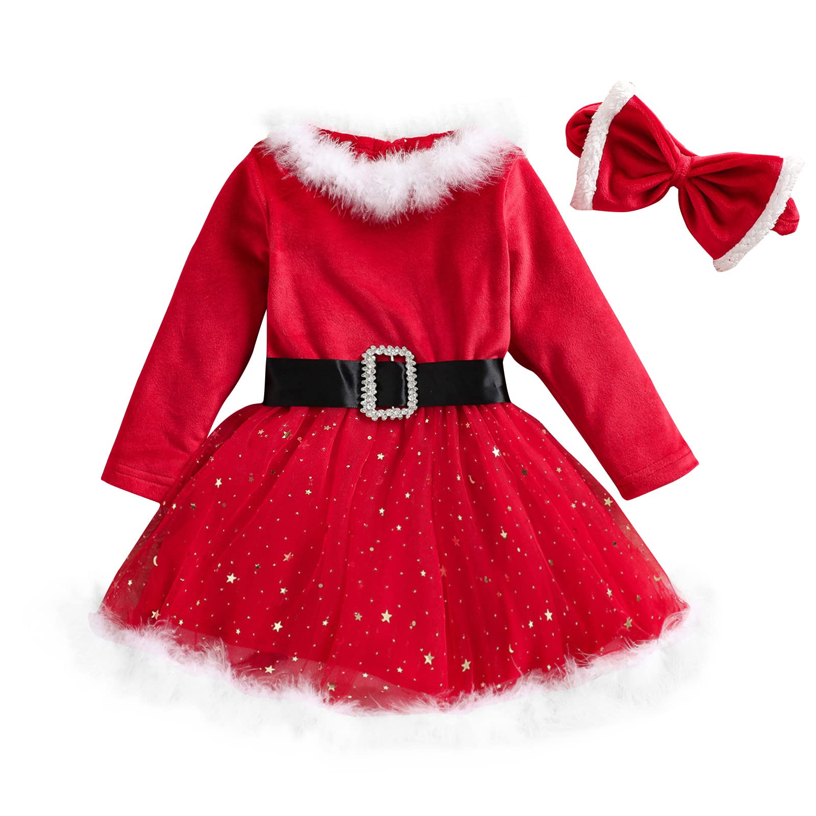 [MISOAMISO] Kids girl Christmas sun ta dress child One-piece sun ta costume red red formal .. material party production for 