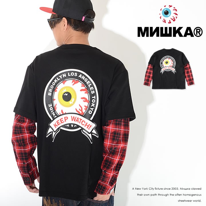 MISHKA ミシカ ロンT ロングTシャツ 長袖 フェイクレイヤード アーム