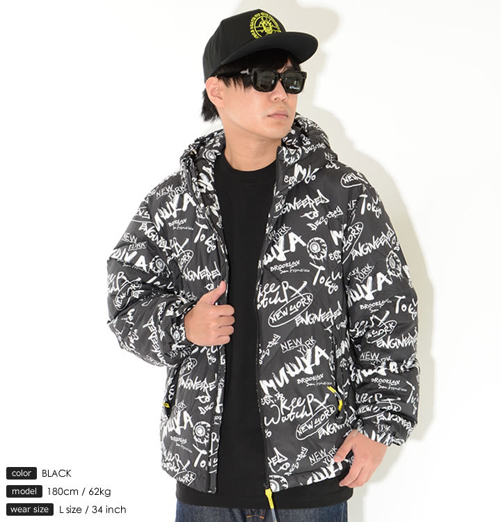 MISHKA ミシカ ダウンジャケット 総柄 グラフィティデザイン