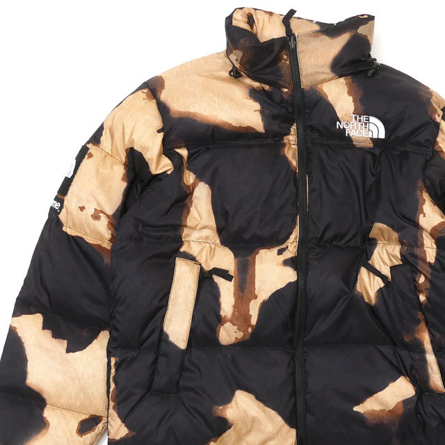 The North Face Bleached Denim Print Nuptse Jacket （Black） 21fwの商品画像