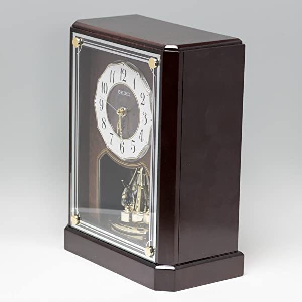 ブランド品 SEIKO セイコー クロック 置き時計 電波 アナログ 木枠 濃