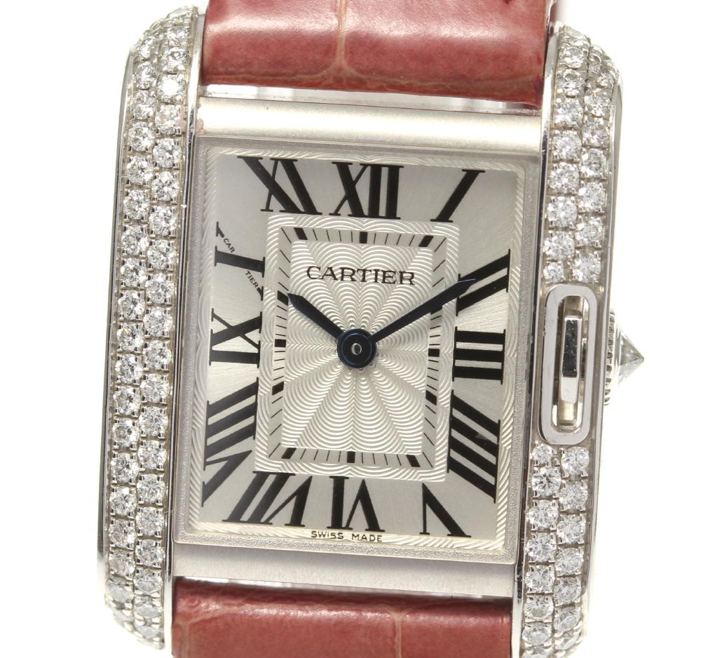 タンク アングレーズ SM WT100015 （ロジウム加工18Kホワイトゴールド/レザー/ダイヤモンド）