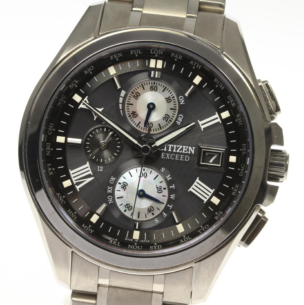 シチズン　エクシード エコドライブ ソーラー 電波時計 AT8075-52E CITIZEN エクシード エコ・ドライブ電波時計 ワールドタイム