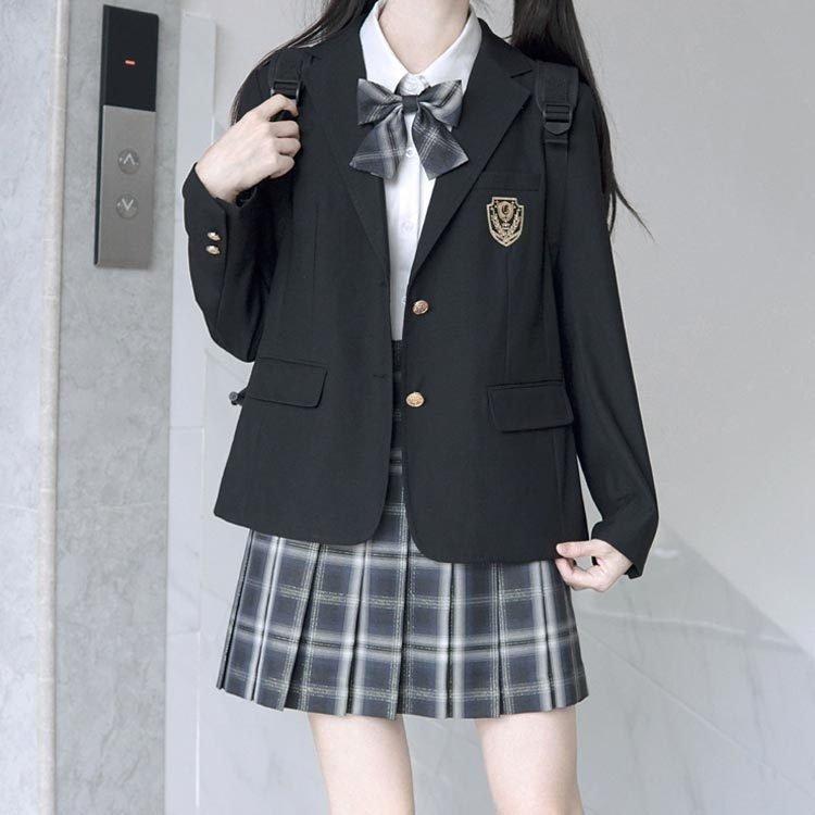  school blaser uniform jacket student junior high school student high school student woman height raw lady's plain school blaser graduation ceremony go in . type school uniform uniform black navy blue spring autumn 