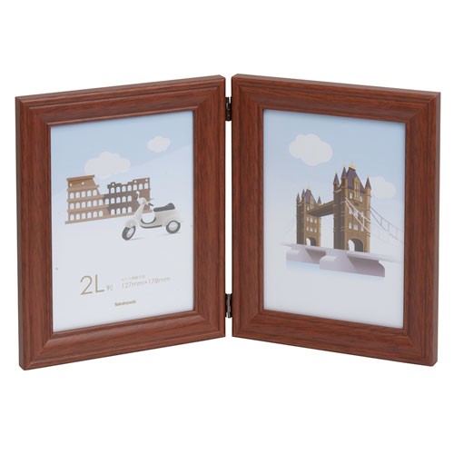 ナカバヤシ 木製 ツインフォトフレーム フ-TWSW-301-BR （ブラウン） 写真立て、フォトフレームの商品画像