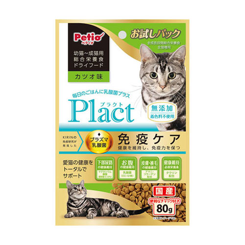 Petio ペティオ プラクト キャット ドライフード 幼猫～成猫用 カツオ味 80g×1個 猫用ドライフードの商品画像