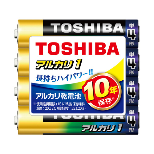 TOSHIBA アルカリ乾電池 アルカリ1 単4形 シュリンクパック 4本パック×1個（単4形 4本）LR03AN 4KP アルカリ1 乾電池の商品画像
