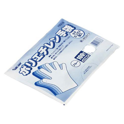 川西工業 2016 ポリエチレン手袋カタエンボス ブルー 100枚入 Mサイズ×1個の商品画像
