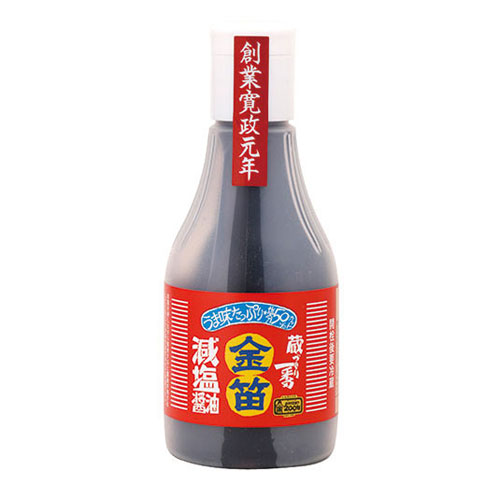 笛木醤油 金笛 減塩醤油 密封ボトル 200ml × 1本の商品画像