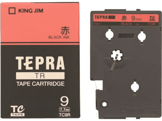 テプラ TRテープカートリッジ カラーラベル（パステル）TC9R 9mm（赤・黒文字）×1個の商品画像