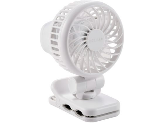 クリップファン 扇風機 ミニファン 卓上 エレコム 小型 扇風機 2way USB Type-C 充電式 3段階風量調節 角度調節 ホワイト ELECOM FAN-U253WHの商品画像