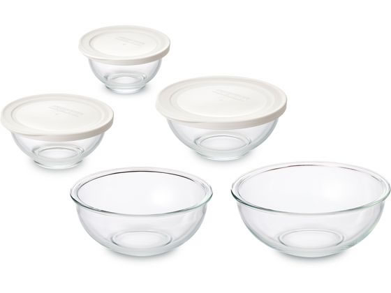 アイリスオーヤマ 耐熱ガラスボウル 5点セット TGB-5S 蓋ホワイトの商品画像