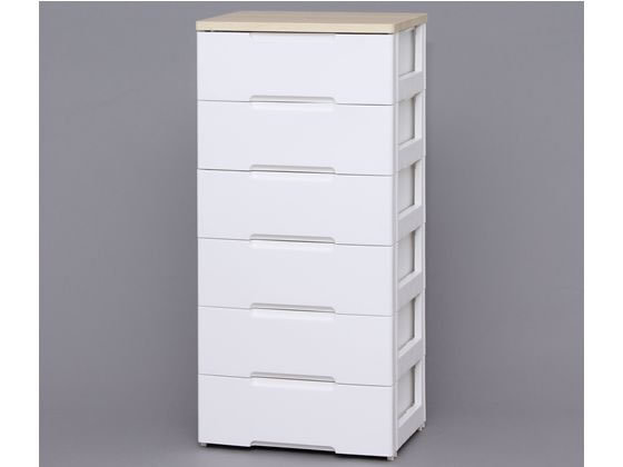 IRIS OHYAMA HGチェスト ウッドトップチェスト HG-556 6段（ホワイト） チェスト、タンスの商品画像