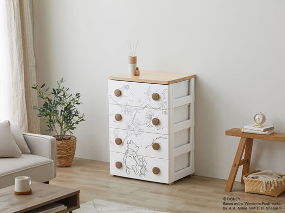 [ Manufacturers direct delivery ] Iris o-yama character chest 4 step Pooh [ payment on delivery un- possible ][ customer construction ] chest living storage 
