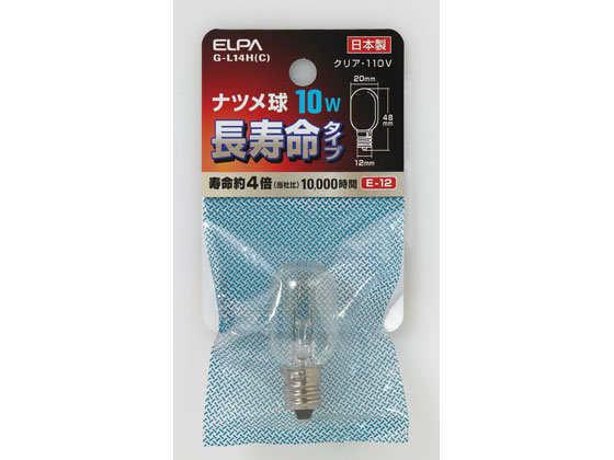 ELPA 長寿命ナツメ球 10W E12 ホワイト G-L14H（W） 白熱電球の商品画像