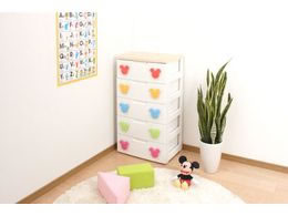 [ Manufacturers direct delivery ] Iris o-yama kids chest 5 step width 55cm Mickey colorful MHG-555[ payment on delivery un- possible ][ customer construction ] storage for children 