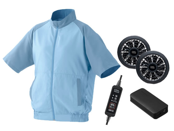 クールウェアCASUALセット（半袖 フード無し） CCS-L02-A 水色 （Lサイズ）の商品画像