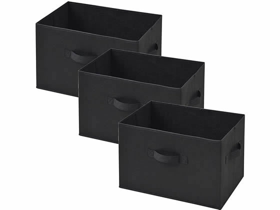 山善 【3個】 どこでも収納ボックス W380×D250×H250mm YTCF3P （ブラック） 収納ケースの商品画像