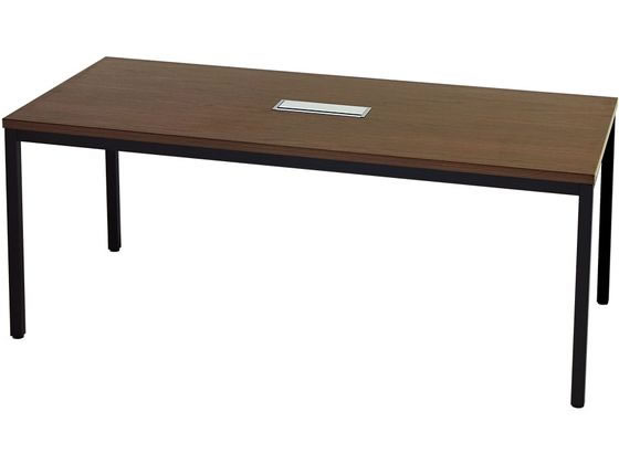 【法人専用】 LOOKIT 会議用テーブル ミーティングテーブル 配線ボックス付き 幅1800×奥行900×高さ720mm ウォールナット×ブラッの商品画像