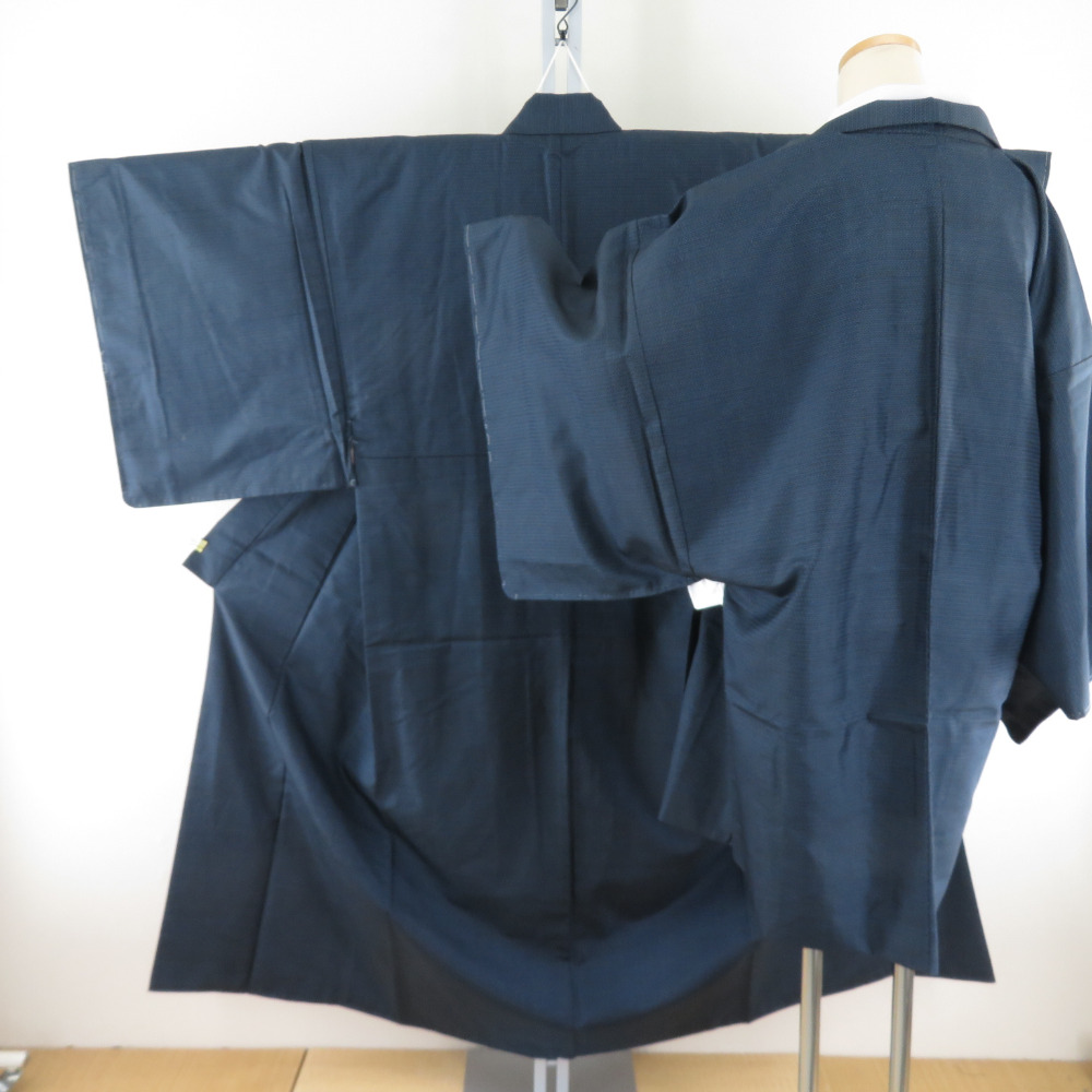  мужчина кимоно эпонж ансамбль черепаха .. темно-синий цвет натуральный шелк мужской кимоно мужской совершенно новый японская одежда мужской casual длина 147cm