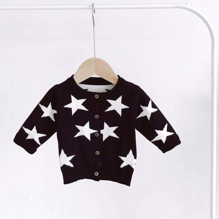  вязаный кардиган детская одежда 66 73 80 90 100cm Kids хлопок вязаный tops свитер звезда рисунок девочка мужчина осень-зима длинный рукав внешний 