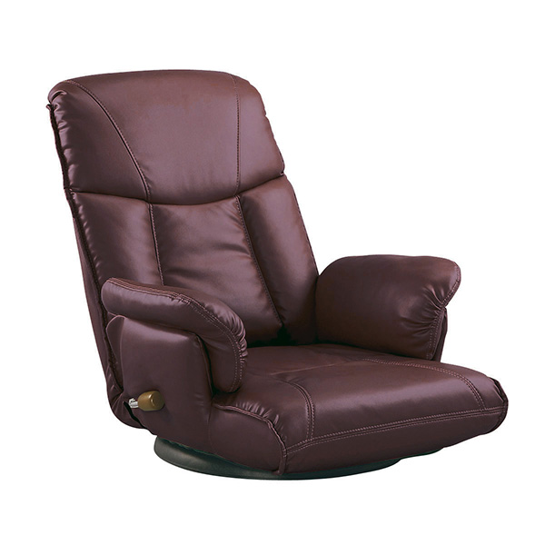 宮武製作所 楓 スーパーソフトレザー座椅子 W620×D700～1260×H350～740×SH180mm YS-1392A ワインレッド色 座椅子、高座椅子の商品画像