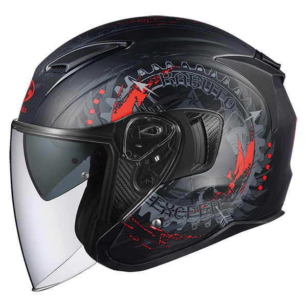 OGK Kabuto EXCEED DARKNESS XSサイズ（54-55cm） フラットブラックレッド バイク用　ジェットヘルメットの商品画像