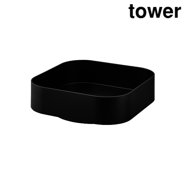 回転式収納トレー 山崎実業 正規品 tower タワー 回転式収納ラック スクエア コスメ収納 調味料ラック ブラックの商品画像