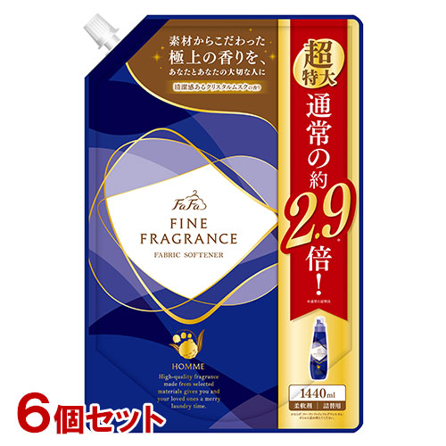 ファーファ ファーファ ファインフレグランス オム クリスタルムスクの香り 柔軟剤 詰替用 1440ml × 6個 FaFa FINE FRAGRANCE 柔軟剤の商品画像