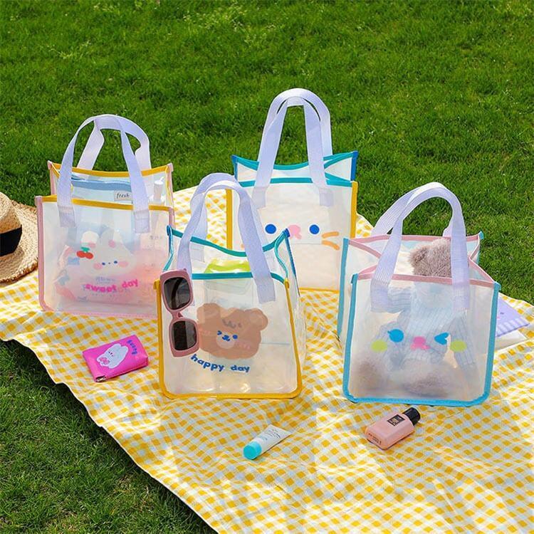  pool bag Kids kindergarten child care . handbag bag lesson bag go in . festival . elementary school student adult stylish child beach bag vinyl bag transparent outing picnic 