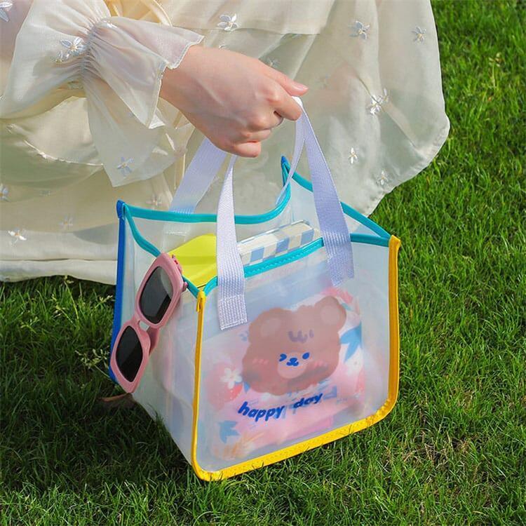  pool bag Kids kindergarten child care . handbag bag lesson bag go in . festival . elementary school student adult stylish child beach bag vinyl bag transparent outing picnic 