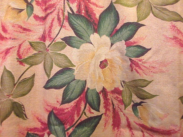  Vintage ~40's* цветочный принт занавески A примерно 137cm× примерно 106cm*200413s7-fbr 30s1930s1940s античный ткань ткань ткань принт 