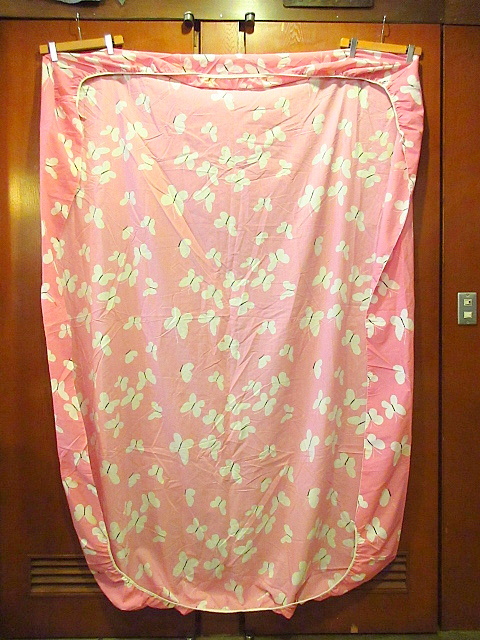  Vintage 70's* бабочка рисунок покрывало розовый B 185cm×136cm*201029s9-fbr смешанные товары простыня ткань интерьер 