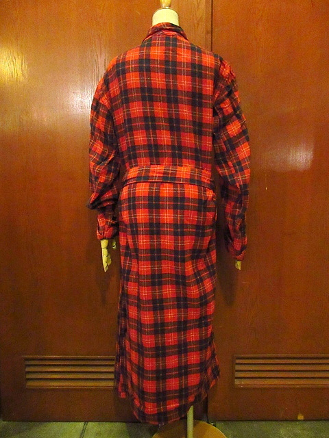  Vintage 50*s*Bamberger's проверка шерсть свободная домашняя одежда *201107s1-m-gwn б/у одежда low b мужской перо ткань USA
