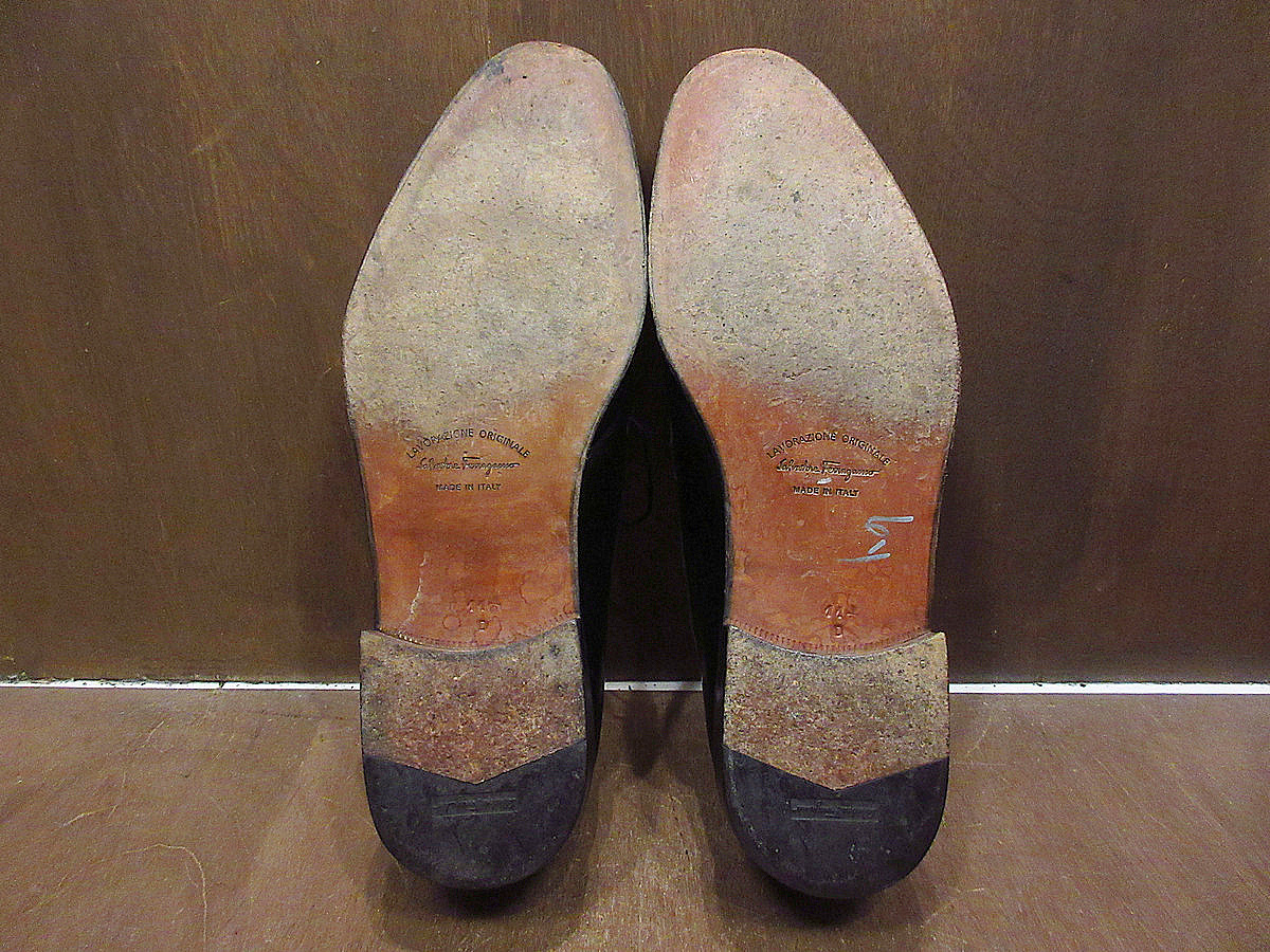 Vintage 70*s*MADE IN ITALY FERRAGAMO простой tu обувь size11 1/2D*220608m5-m-dshs-295cm кожа обувь мужской кожа старый обувь 1970s