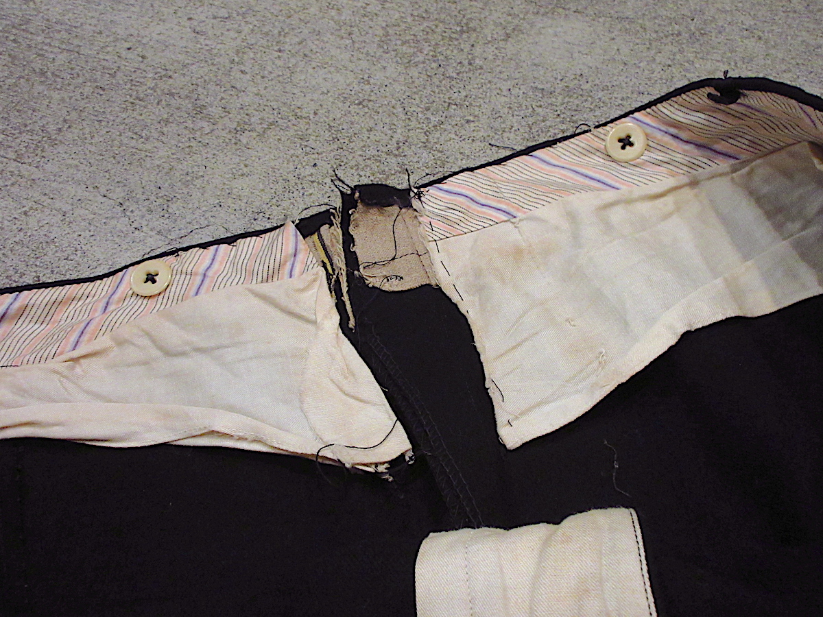  Vintage ~20's*no- tuck шерсть распорка слаксы полный размер W106cm*230114r8-m-pnt-slc-W42 б/у одежда брюки низ античный 
