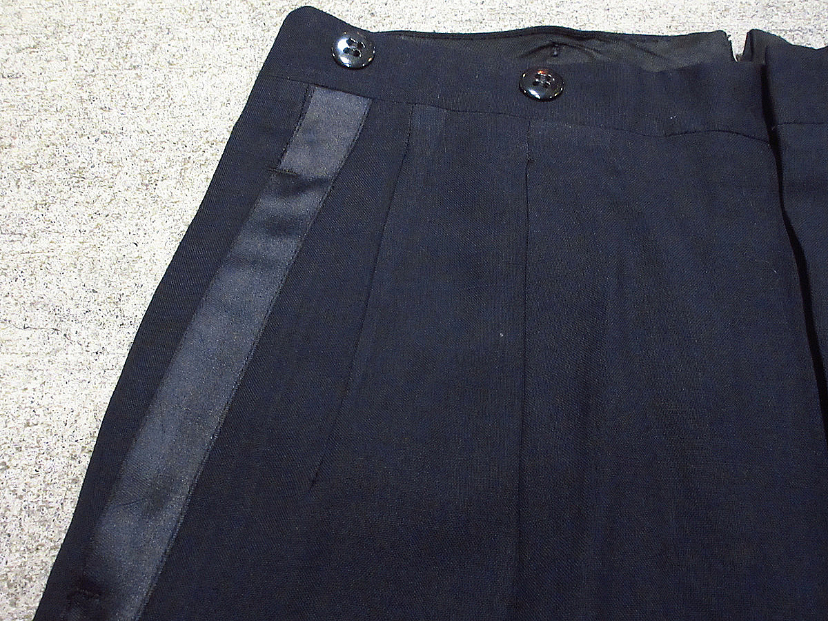  Vintage ~50's* two tuck шерсть смокинг слаксы чёрный полный размер W75cm*240212i6-m-pnt-slc-w30 формальный черный брюки 
