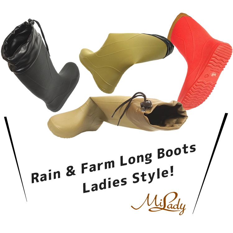  farm work boots rain boots farm boots light weight work shoes gardening outdoor fishing disaster prevention goods MILADY melady lady's MLK737