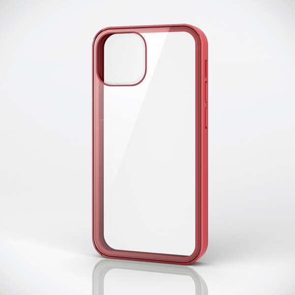 iPhone 13 mini ハイブリッドケース 360度保護 背面ガラス PM-A21AHV360MRD（レッド）