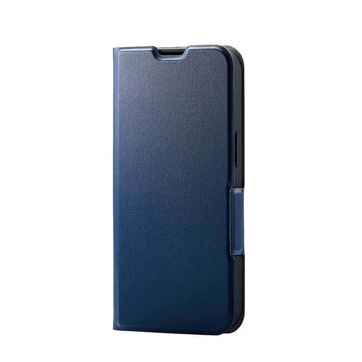 ELECOM iPhone 13 ソフトレザーケース 薄型 磁石付き PM-A21BPLFUNV（ネイビー）×1個 iPhone用ケースの商品画像