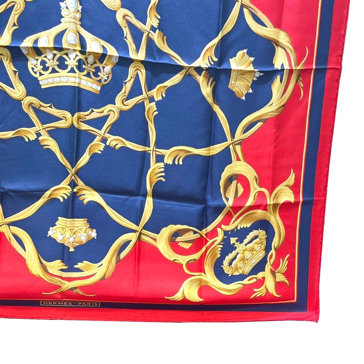 HERMES ( Hermes ) Calle 90 шарф красный × темно-синий × Gold порог двери кривошип A