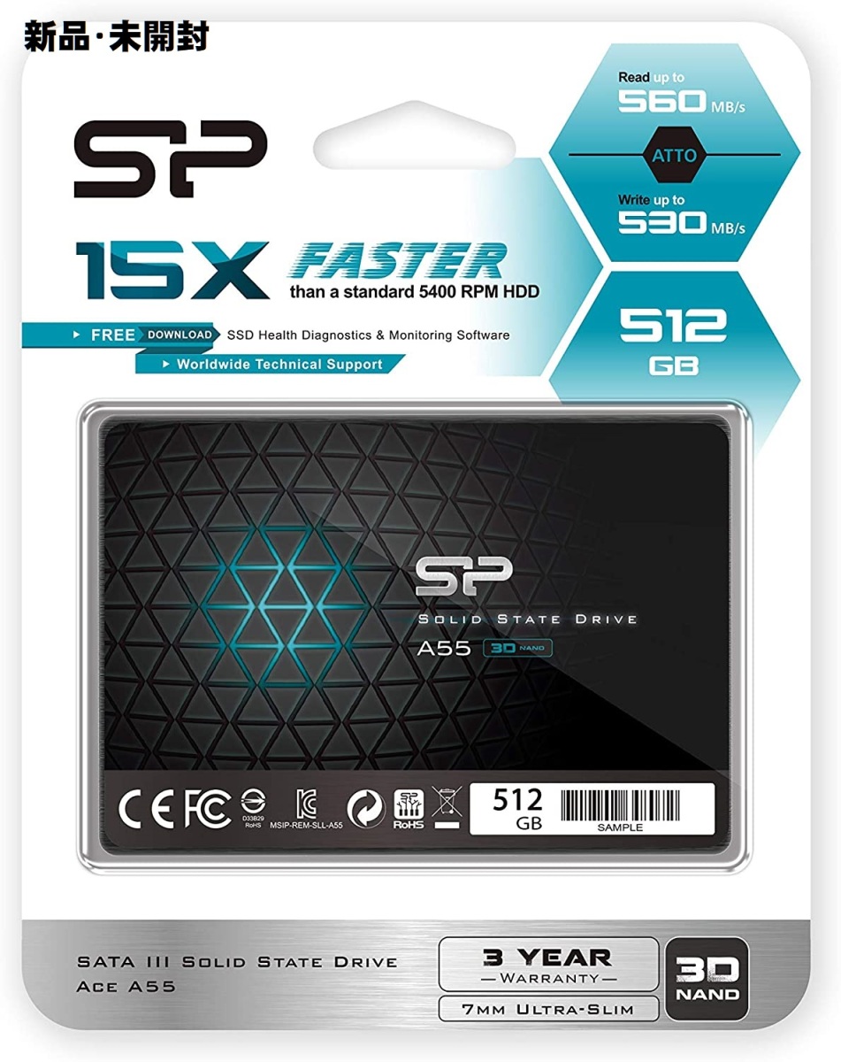 SP512GBSS3A55S25 [2.5インチ 7mm SATA 512GB]