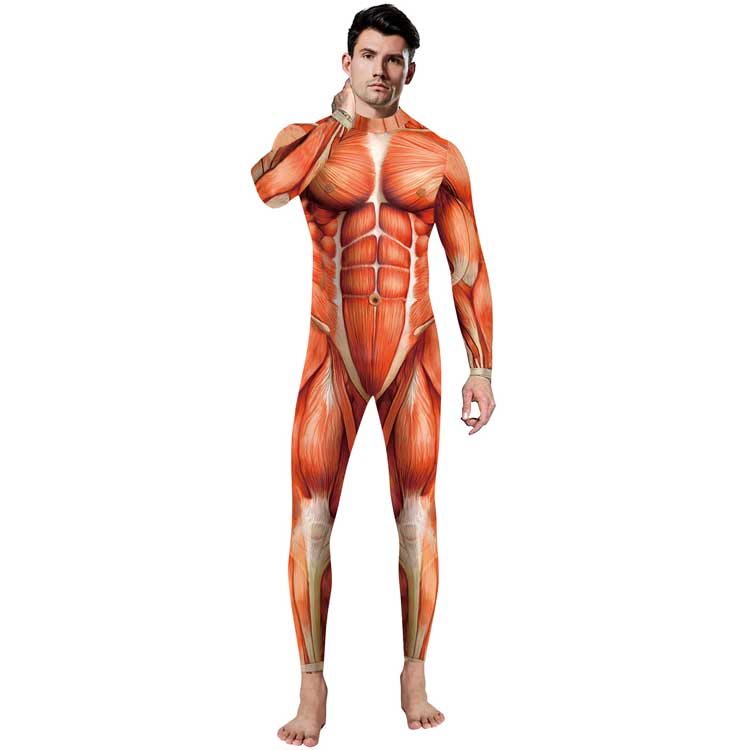 3D human body model muscle model Halloween costume human body costume model adult men's zentai suit print zentai suit cosplay 