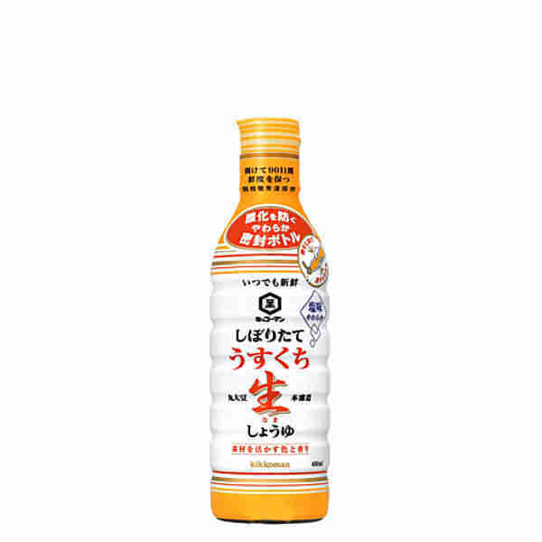 キッコーマン いつでも新鮮 しぼりたてうすくち生しょうゆ 硬質ボトル 450ml × 1本の商品画像
