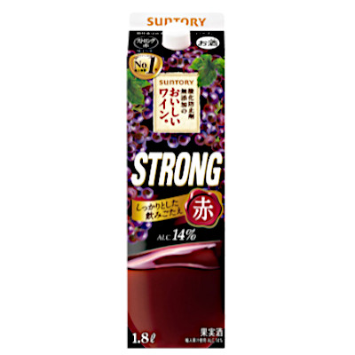 サントリー 酸化防止剤無添加のおいしいワイン。 ストロング 赤 NV 1800ml紙パック 1ケース（6本） ワイン 赤ワインの商品画像