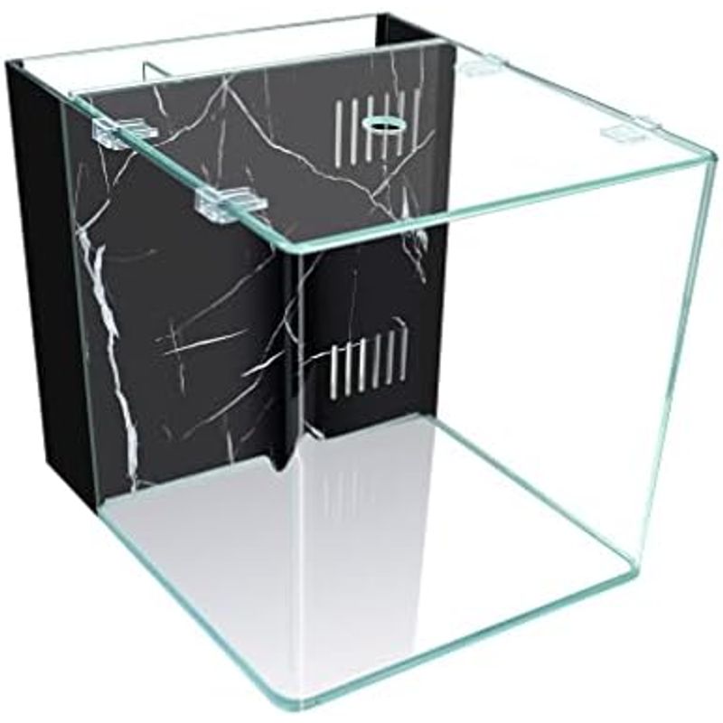 GankPike both bending . super clear glass aquarium 30X35X30CM ( black . marble. feeling of quality, 30 x 35 x 30 CM)
